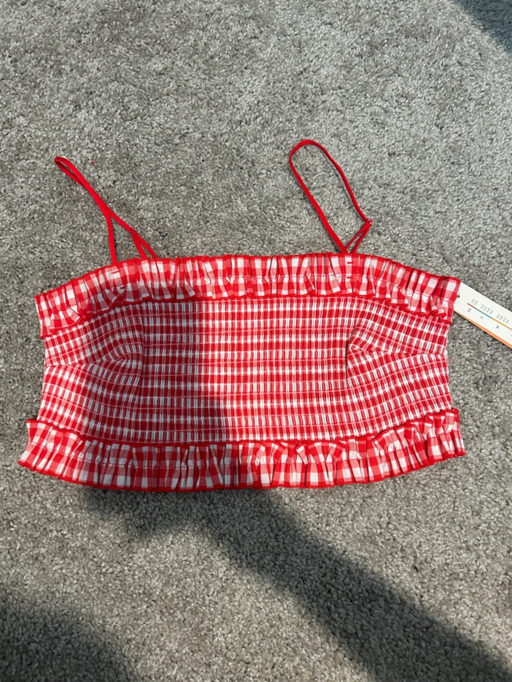 Colsie Red and White Gingham Smocked Crop Top